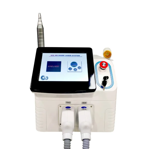 2-in-1 Nd:YAG and Diode Laser for tattoo remove and efficient hair removal.