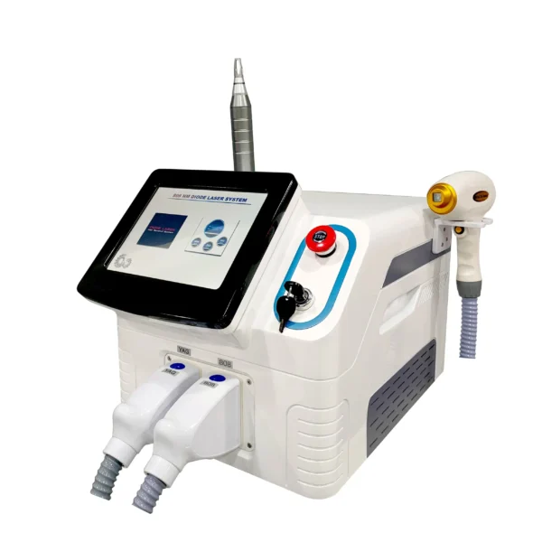 Dual-function Nd:YAG and Diode Laser for hair removal and skin treatments.