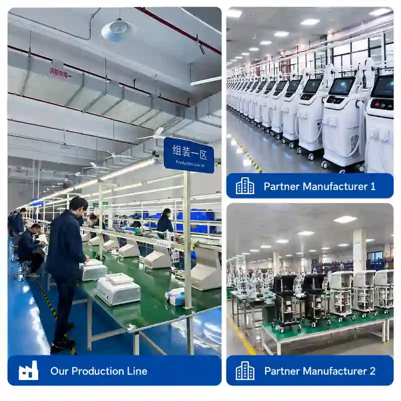 Rheatech aesthetic equipment production line and partner manufacturers in China