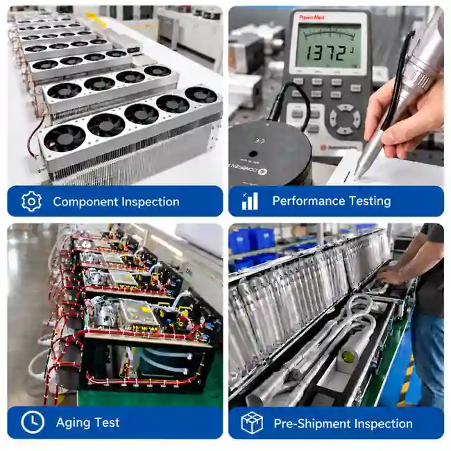 Aesthetic equipment quality control including component inspection, performance testing, aging tests and pre-shipment inspection
